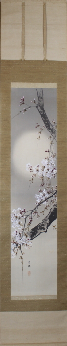 掛軸-987 茶花図 京都風景 共箱 嵐峡之図